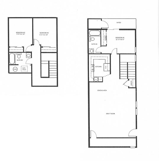 THREE BEDROOM TOWNHOMES - LOWER LEVEL