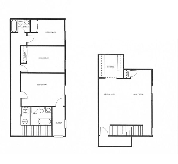 THREE BEDROOM TOWNHOMES - UPPER LEVEL